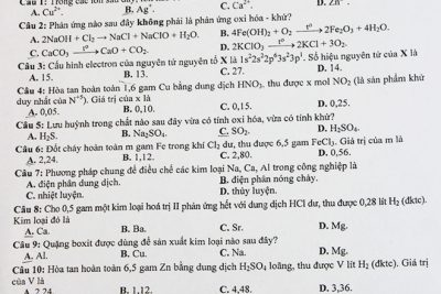 Đề thi và đáp án môn Hóa học